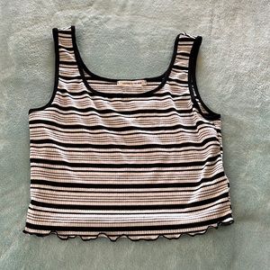 Caution to the Wind Black/White/Gray Crop Tank Top